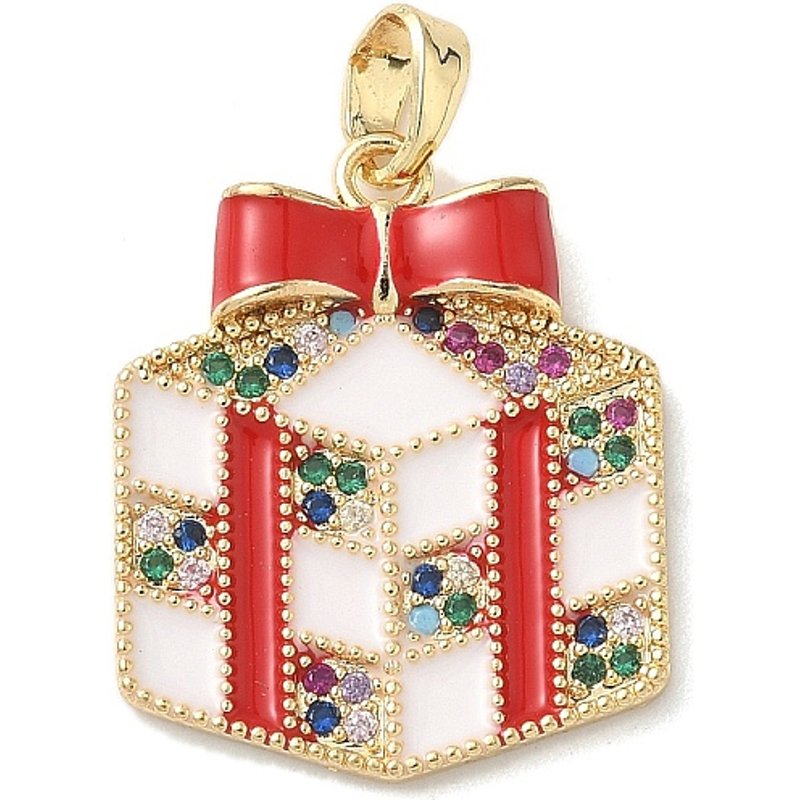 Pendentif de Noël en laiton avec zircon cubique micro pavé et émail — Breloques et pendentifs