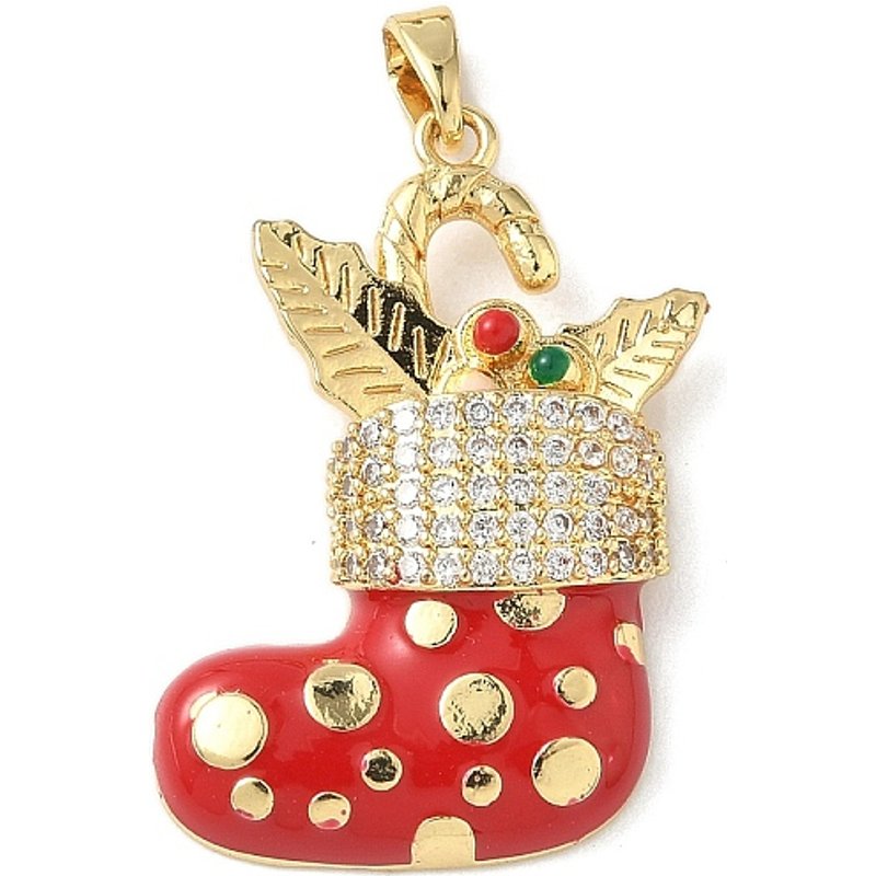 Pendentif de Noël en laiton avec zircon cubique micro pave et émail — Breloques et pendentifs