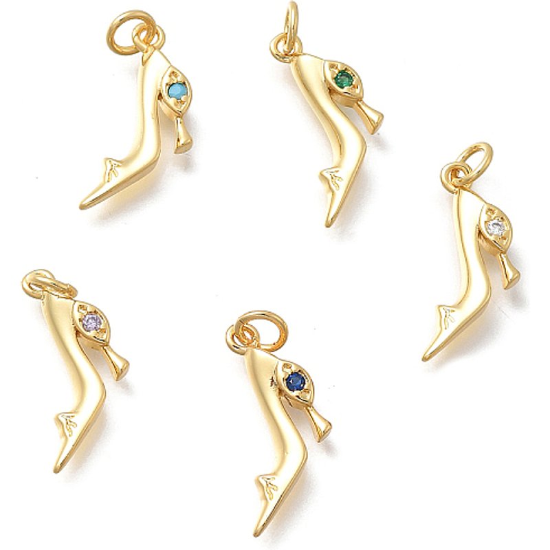 Brass Micro Pave Cubic Zirconia High Heels Charms with Jump Ring — Charms & Pendants