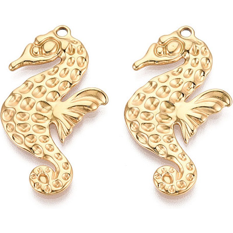 Pendentif en Acier Inoxydable 304 en Forme de Hippocampe, Plaqué Or 18K — Breloques et pendentifs