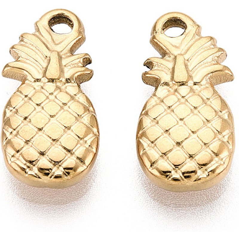 Pendentif en Acier Inoxydable 304 en Forme d'Ananas, Plaqué Or 18K — Breloques et pendentifs