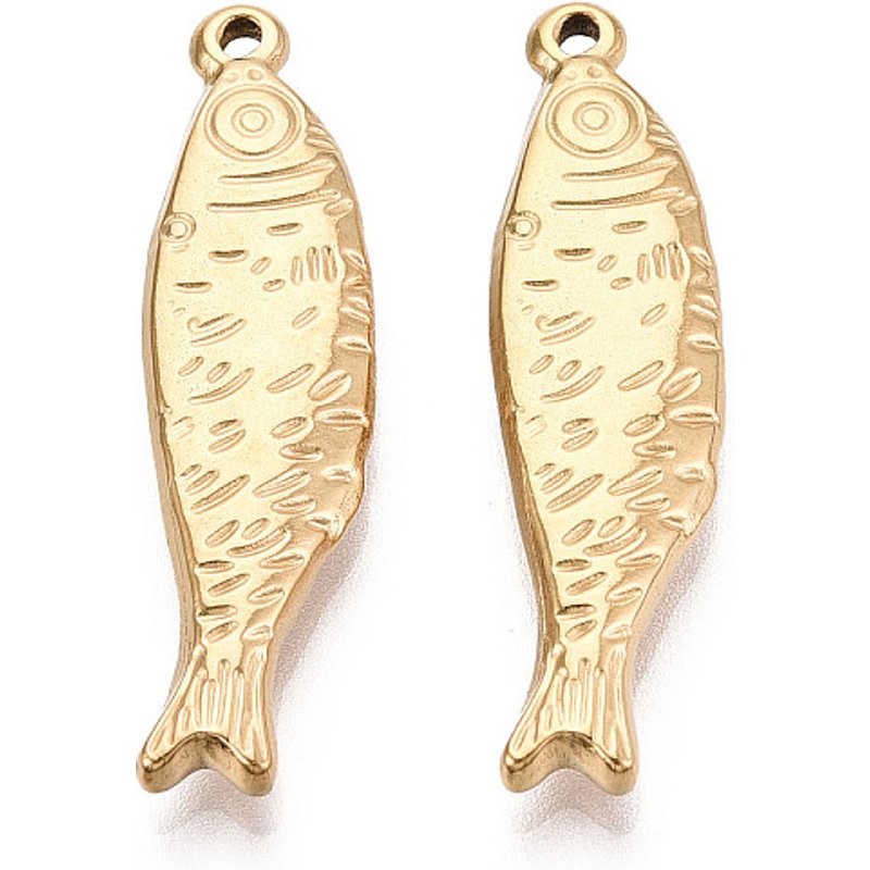 304 Stainless Steel Fish Pendant with 18K Gold Plating — Charms & Pendants