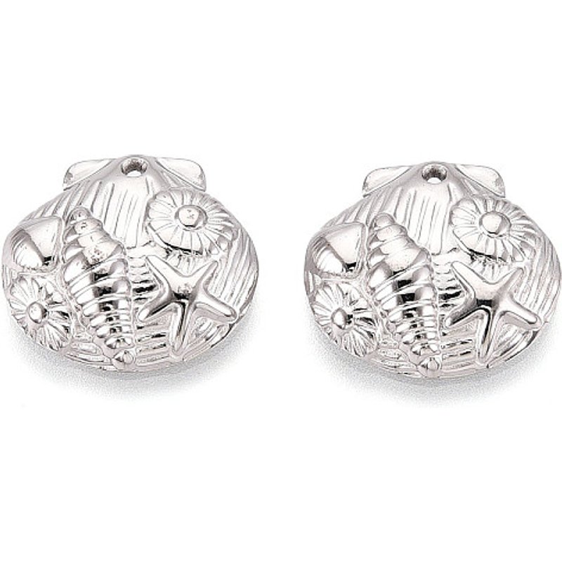 304 Stainless Steel Shell Shape Pendant with Starfish and Conch — Charms & Pendants