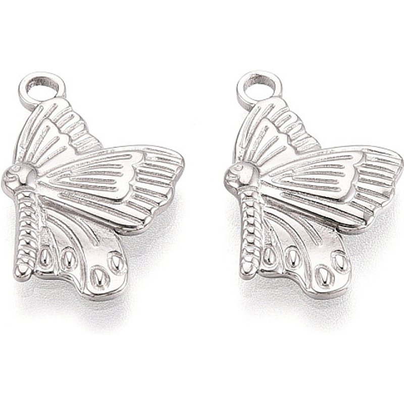 Pendants Papillon en Acier Inoxydable 304, 17x12.5x2mm — Breloques et pendentifs