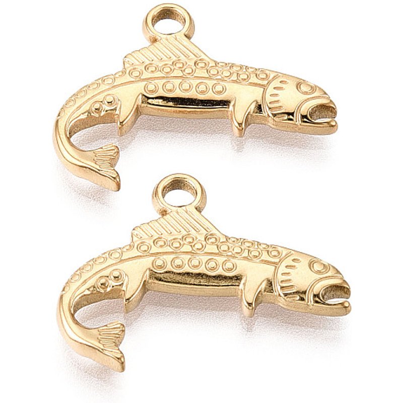 Pendentif Requin en Acier Inoxydable 304 avec Plaquage en Or 18K — Breloques et pendentifs
