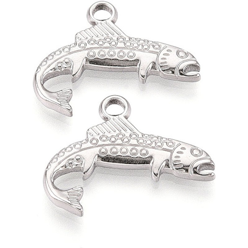 Pendentif Requin en Acier Inoxydable 304 - 18.5x24x2.5mm — Breloques et pendentifs