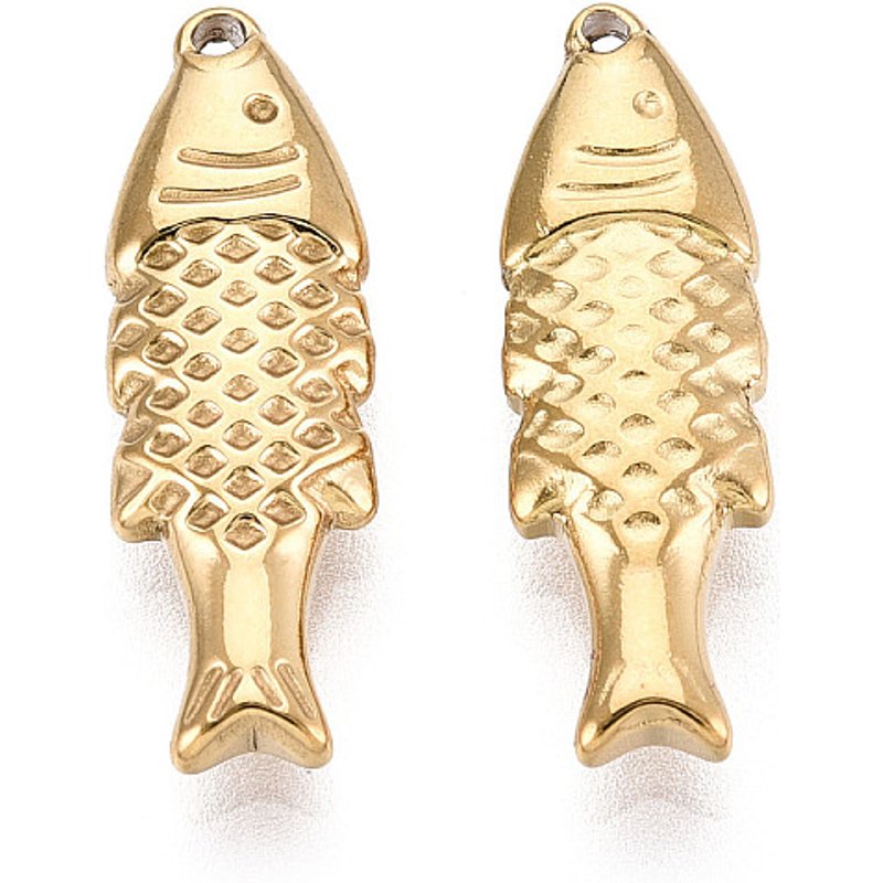 Pendentif Poisson en Acier Inoxydable 304 avec Plaquage en Or 18K — Breloques et pendentifs