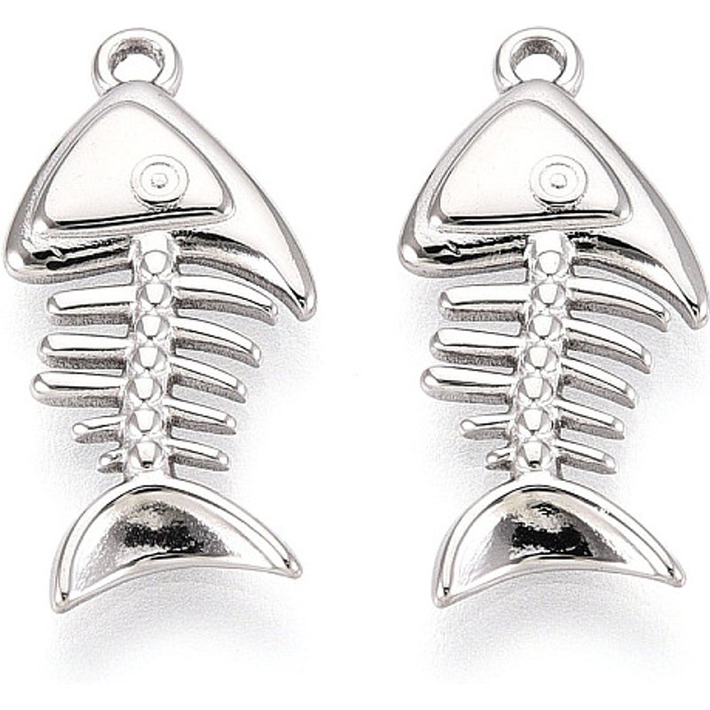 304 Stainless Steel Fishbone Pendants - 20.5x10x2mm — Charms & Pendants