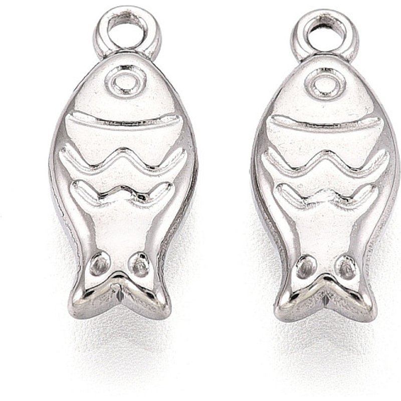 Charms de Poisson en Acier Inoxydable 304 avec Trou de 1.4mm — Breloques et pendentifs