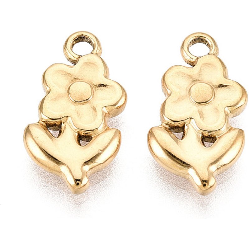 Pendants en Acier Inoxydable 304 en Forme de Fleur avec Plaquage en Or 18K — Breloques et pendentifs