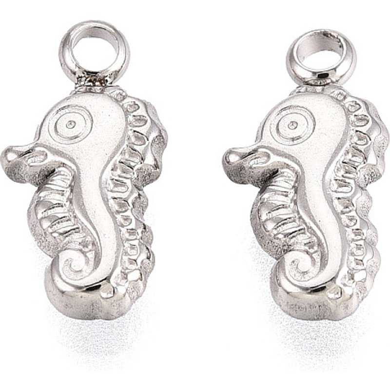 Charm en acier inoxydable en forme de hippocampe avec trou de 1,8 mm — Breloques et pendentifs