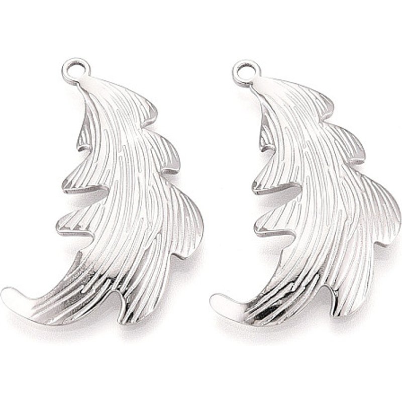 Pendants en Acier Inoxydable en Forme de Feuille avec Trou de 2mm — Breloques et pendentifs