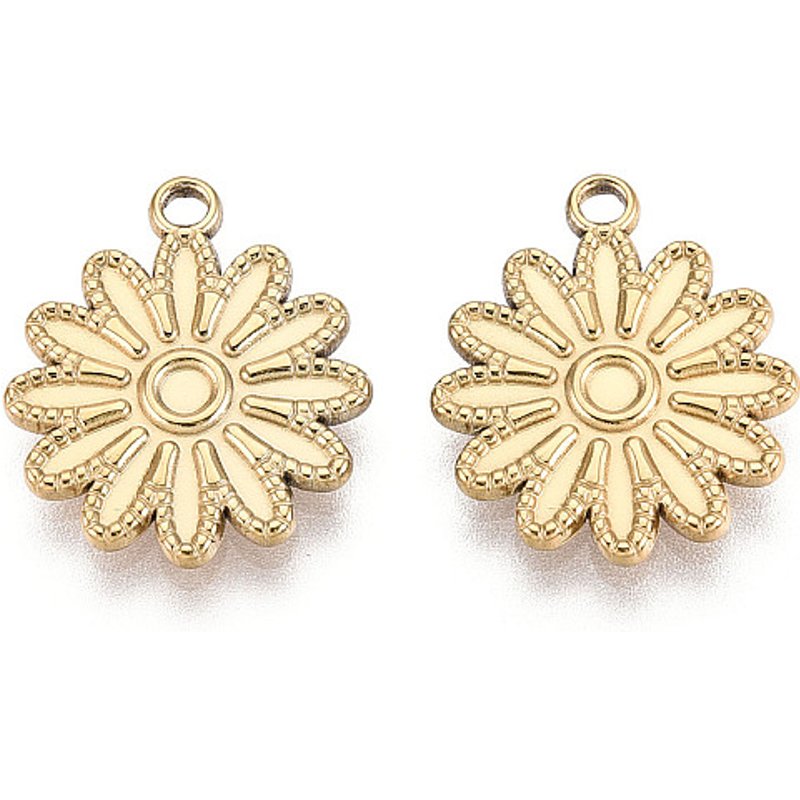 Pendentifs en Acier Inoxydable 304 en Forme de Fleur avec Plaquage en Or 18K — Breloques et pendentifs