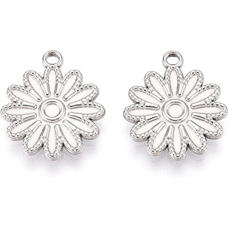 Pendants en Acier Inoxydable 304 en Forme de Fleur avec Trou de 1,6 mm — Breloques et pendentifs