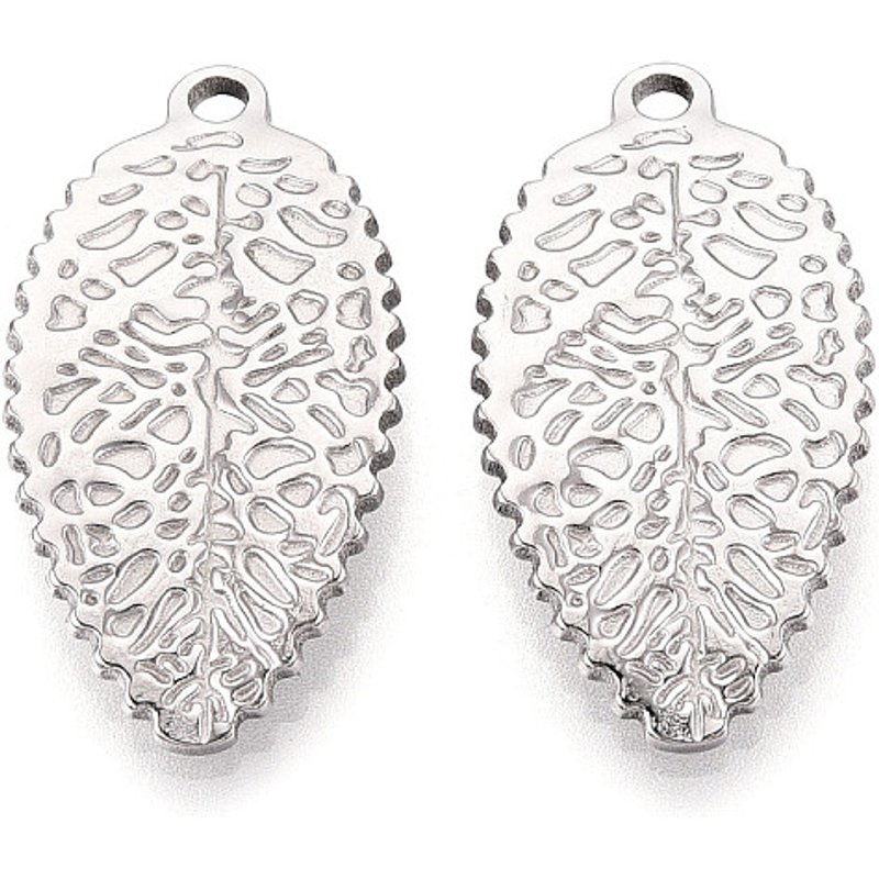 304 Stainless Steel Leaf Pendants with 2.5mm Hole — Charms & Pendants