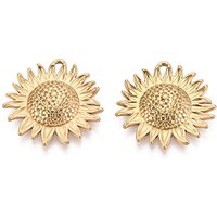 Pendentif Tournesol en Acier Inoxydable 304, Plaqué Or 18K — Breloques et pendentifs