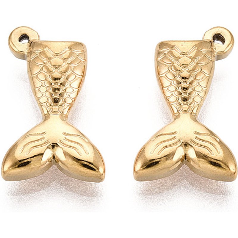 Pendentifs en acier inoxydable 304 en forme de queue de poisson, plaqués or 18K — Breloques et pendentifs