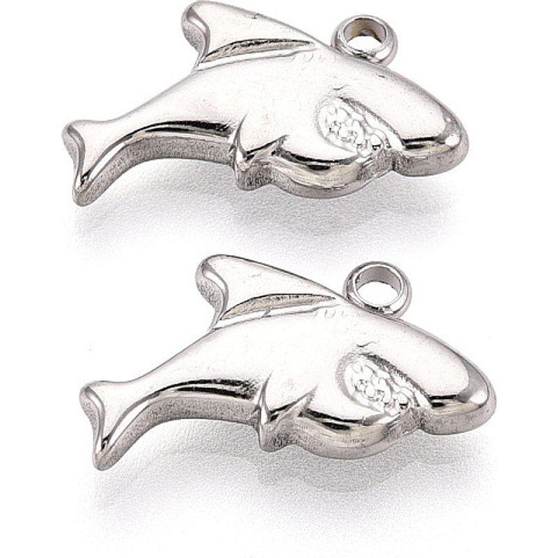 304 Stainless Steel Shark Pendants with 1.6mm Hole — Charms & Pendants