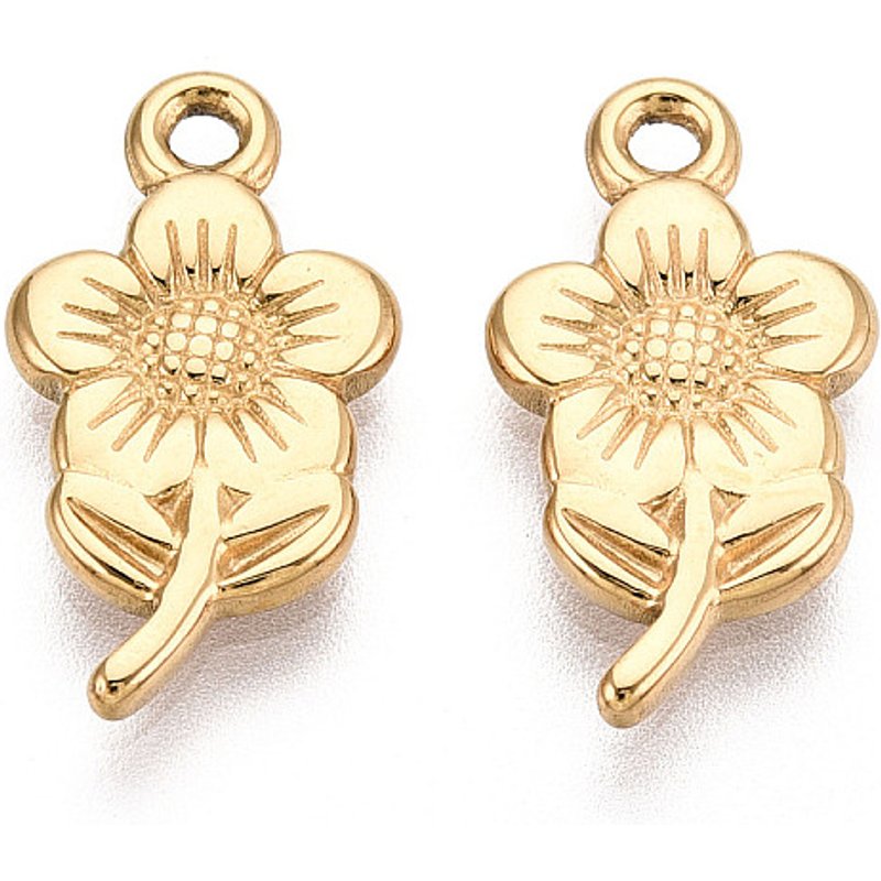 Pendentifs en Acier Inoxydable 304 en Forme de Fleurs avec Plaquage en Or 18K — Breloques et pendentifs