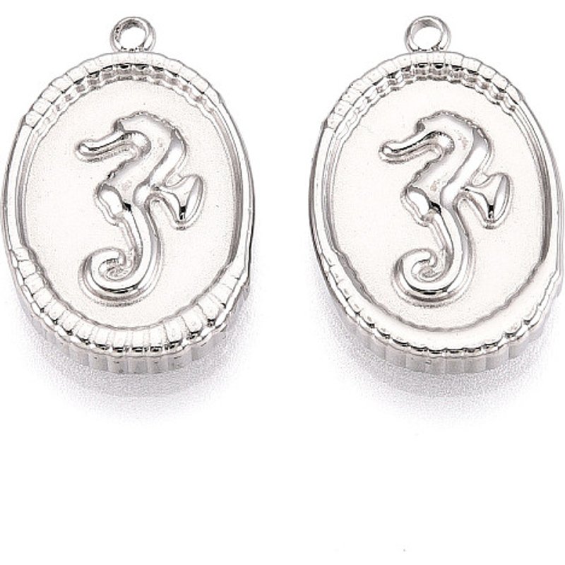Pendentifs ovales en acier inoxydable 304 avec maison de mer — Breloques et pendentifs