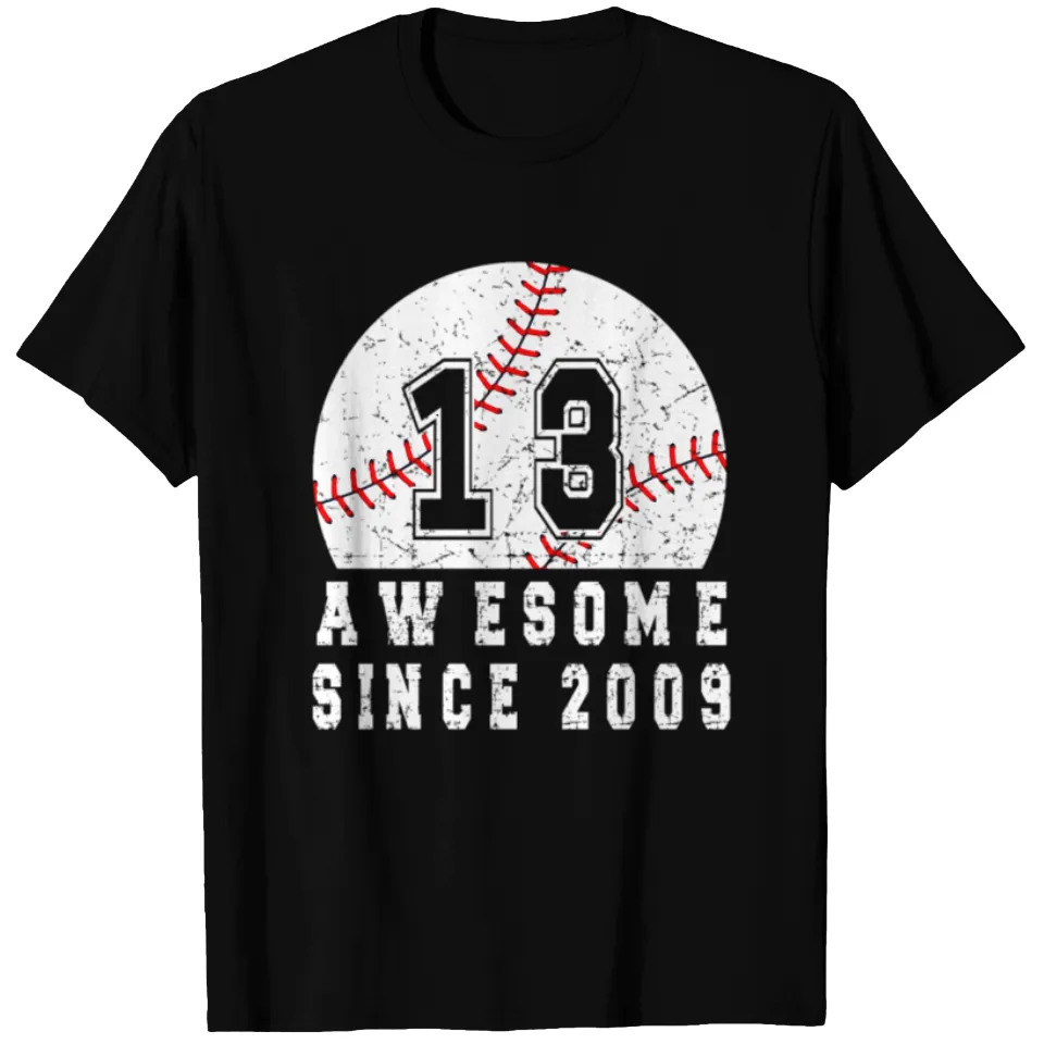 T-shirt pour homme 13e anniversaire né en 2009 Baseball Boy — T-shirts pour hommes