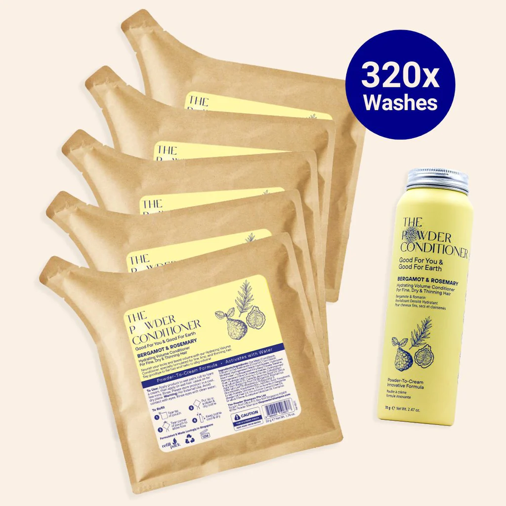1 an d'approvisionnement (320x lavages) Après-shampooing hydratant et volumisant pour cheveux fins, secs et clairsemés Bergamote et romarin
