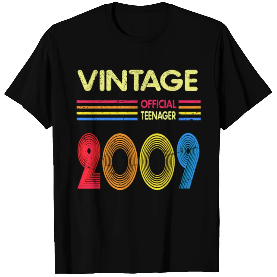 13th Birthday Gifts Vintage 2009 Official Teenager T Shirt Men's Black — Mens T Shirts