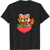 T-shirt Homme Panda Rouge Manger Ramen — T-shirts pour hommes