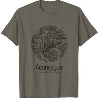 T-shirt Minimaliste Carte Topographique Aconcagua pour Hommes — T-shirts pour hommes