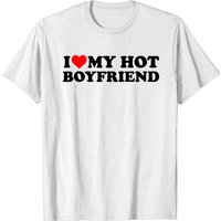 T-shirt blanc I Love My Hot Boyfriend pour hommes — T-shirts pour hommes
