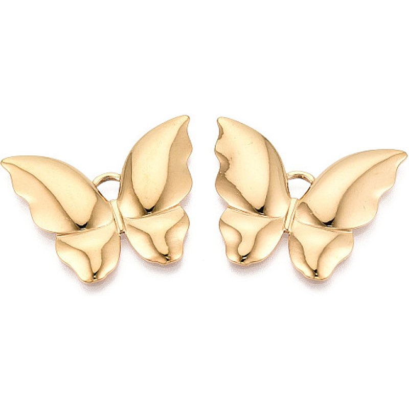 304 Stainless Steel Butterfly Pendant with 18K Gold Plating — Charms & Pendants