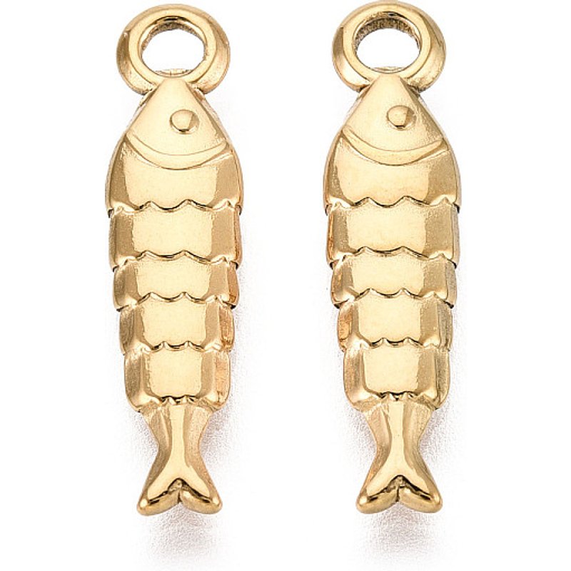 Pendentif Poisson en Acier Inoxydable 304 avec Plaquage en Or 18K — Breloques et pendentifs