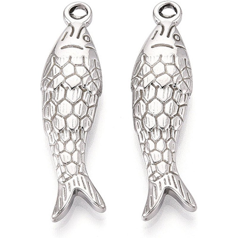 Pendentifs Poisson en Acier Inoxydable 304 avec Trou — Breloques et pendentifs