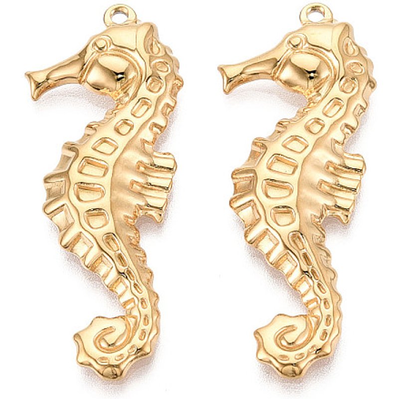 304 Stainless Steel Sea Horse Pendant with 18K Gold Plating — Charms & Pendants