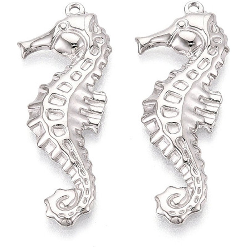 Pendentif Hippocampe en Acier Inoxydable 304, 46x18x3.5mm — Breloques et pendentifs