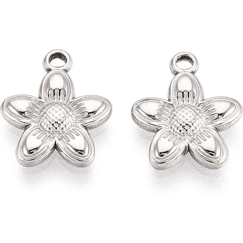 304 Stainless Steel Flower Charms with 1.4mm Hole — Charms & Pendants
