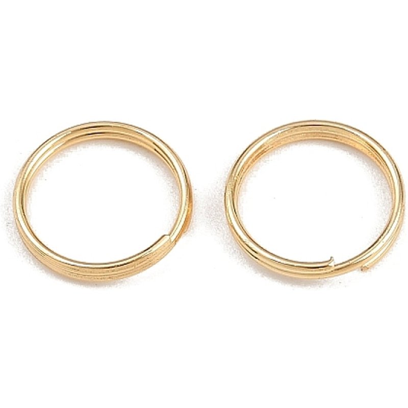 Brass Split Rings, Round, 18K Gold Plated, 10.5mm Diameter — Jewelry Findings