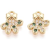 Brass Micro Pave Cubic Zirconia Charms - Green 18K Gold Plated
