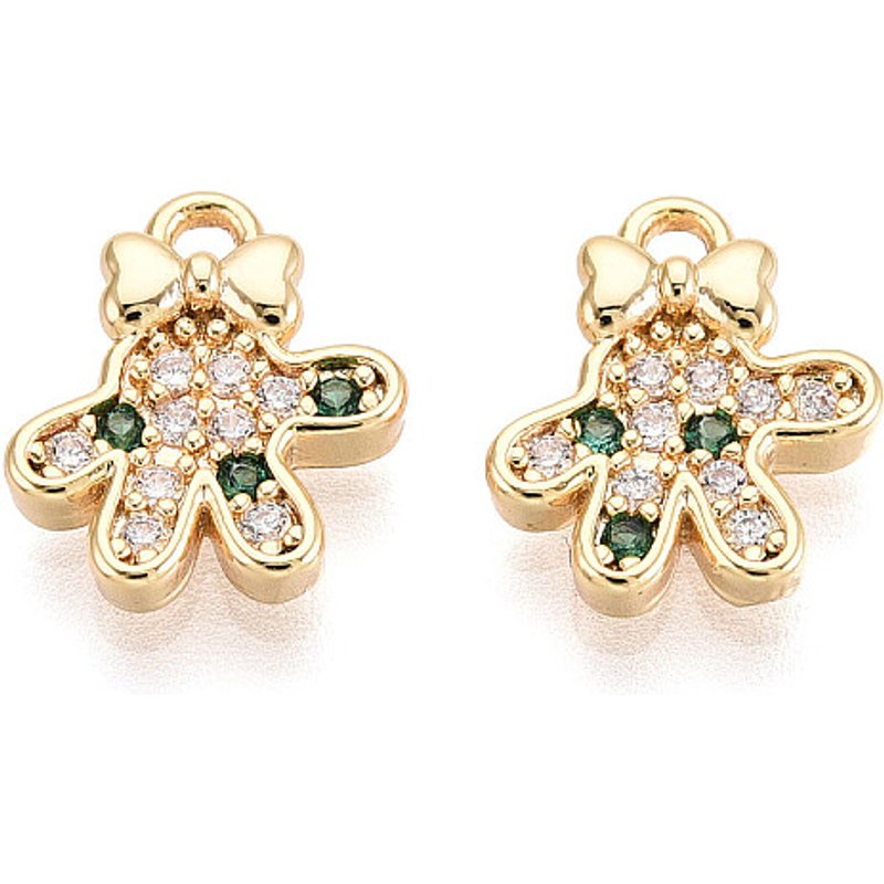 Brass Micro Pave Cubic Zirconia Charms - Green 18K Gold Plated — Charms & Pendants