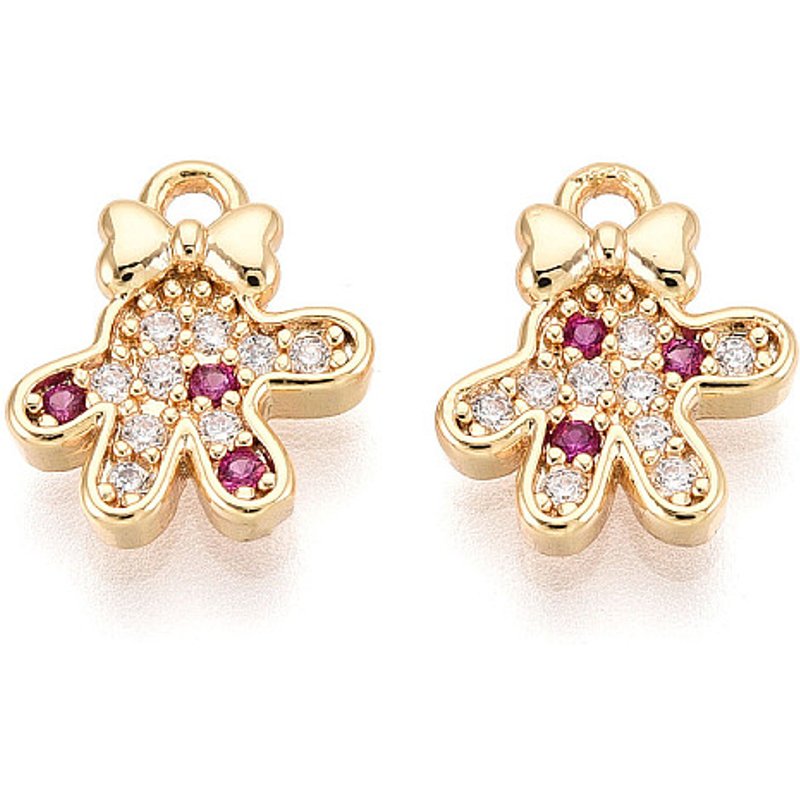Charms en laiton Micro Pave Zircon Cubique, Camélia, Plaqué Or 18K — Breloques et pendentifs