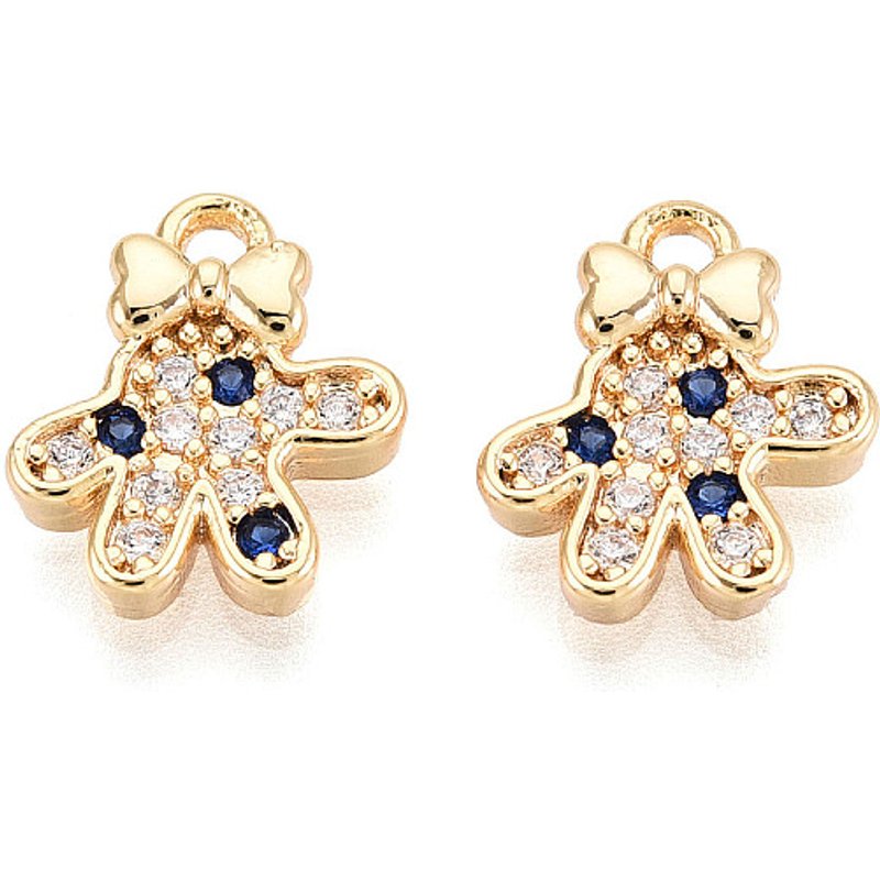 Brass Micro Pave Cubic Zirconia Charms in Marine Blue — Charms & Pendants