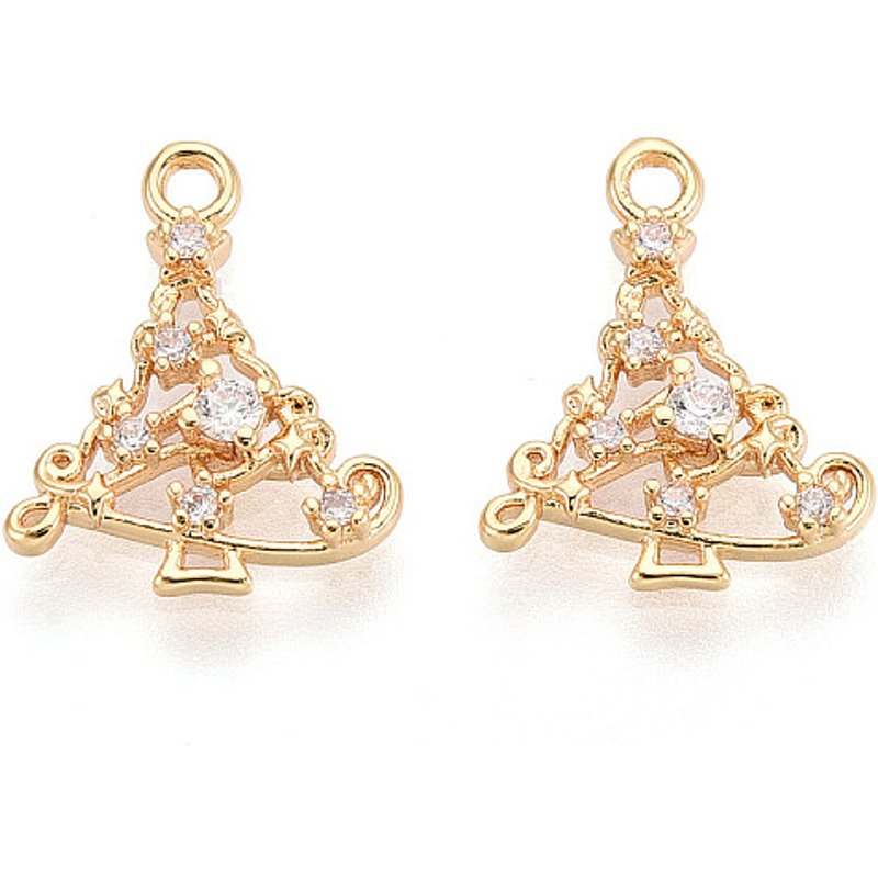 Brass Micro Pave Cubic Zirconia Christmas Tree Charm — Charms & Pendants