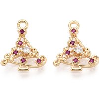 Brass Micro Pave Cubic Zirconia Christmas Tree Charm, 18K Gold Plated — Charms & Pendants