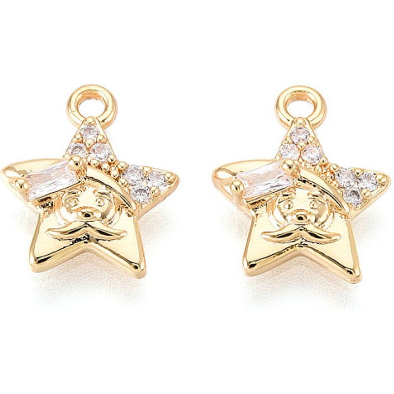 Charm en Zircon Cubique Micro Pave en Laiton, Étoile, Plaqué Or 18K — Breloques et pendentifs