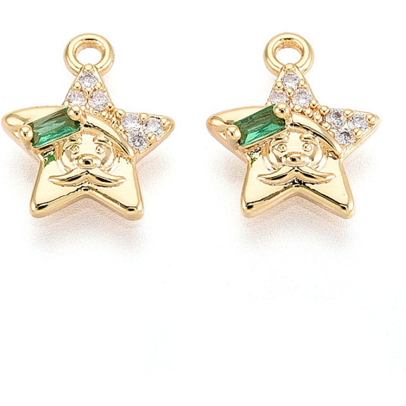 Brass Micro Pave Cubic Zirconia Star Charm, 18K Gold Plated — Charms & Pendants