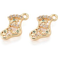 Brass Micro Pave Cubic Zirconia Boot Charms, 18K Gold Plated — Charms & Pendants