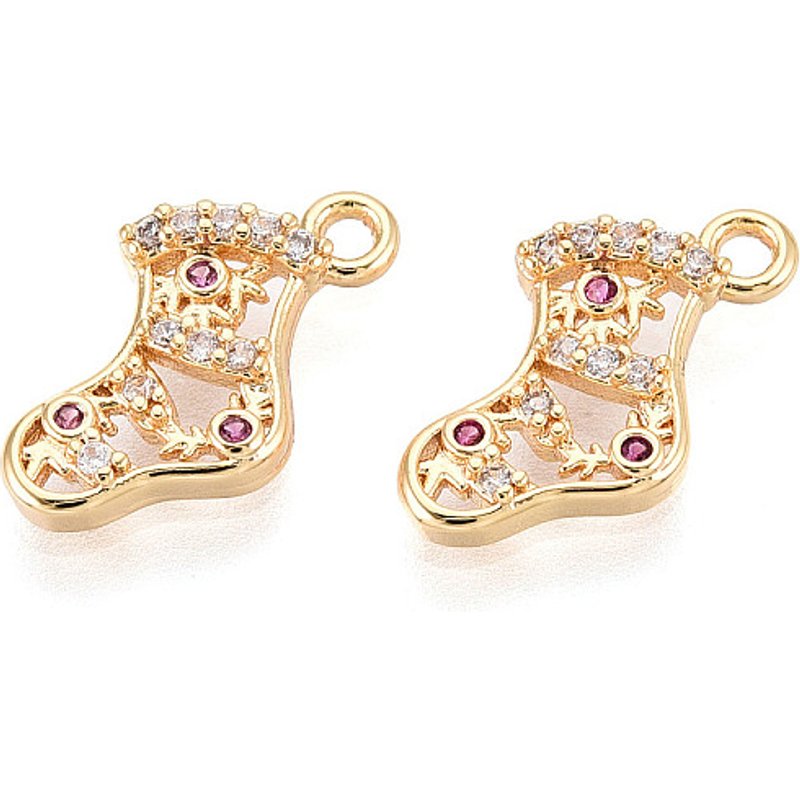 Brass Micro Pave Cubic Zirconia Boot Charms, 18K Gold Plated — Charms & Pendants