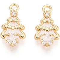 Brass Micro Pave Cubic Zirconia Christmas Tree Charms — Charms & Pendants