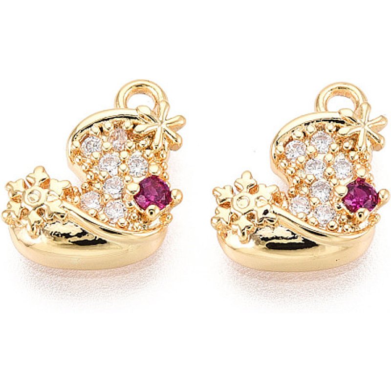Charms en laiton avec zircone cubique micro pave, bottes, plaqué or 18K — Breloques et pendentifs