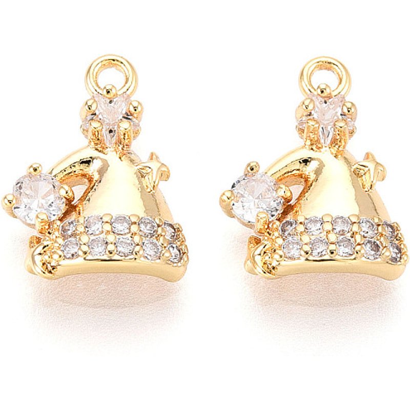 Brass Micro Pave Cubic Zirconia Hat Charm, 18K Gold Plated — Charms & Pendants